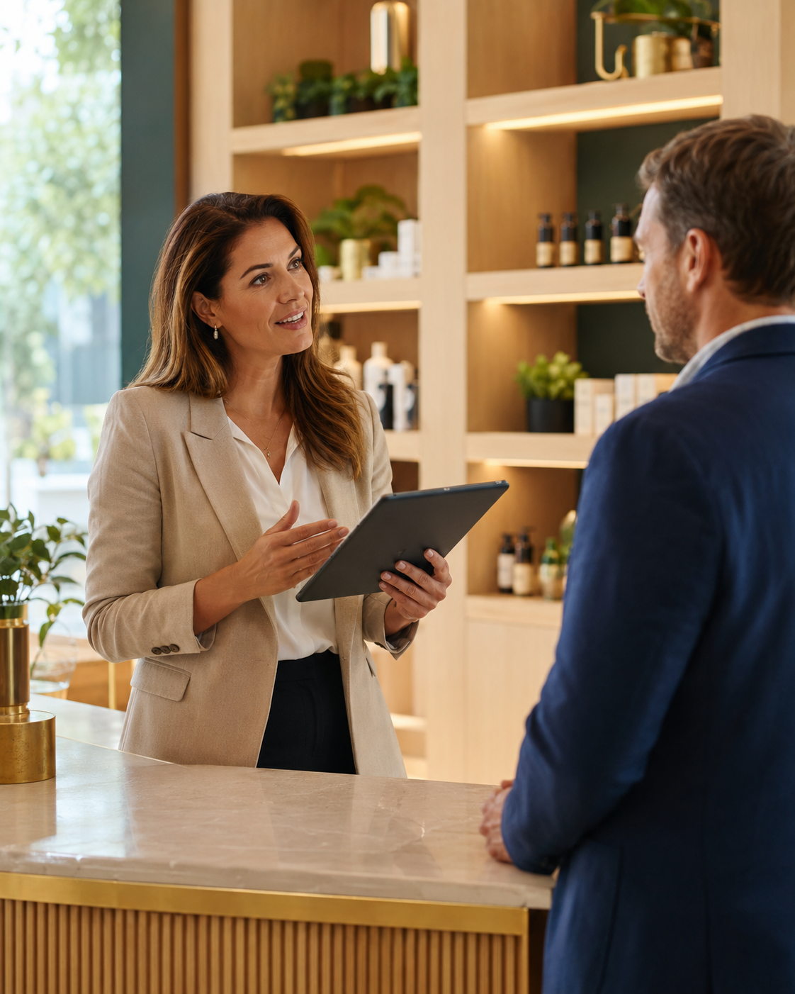 Franchiseur présentant son concept